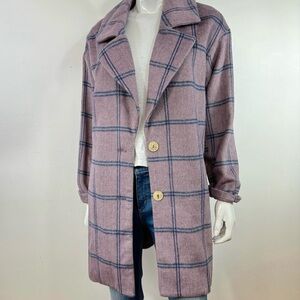 Astr Plaid Trench Coat with Navy Windowpane